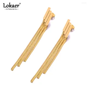 Stud Earrings Lokaer Stainless Steel Long Chain Tassel For Women 18K PVD Gold Plated Hypoallergenic Waterproof Party Jewelry E23236