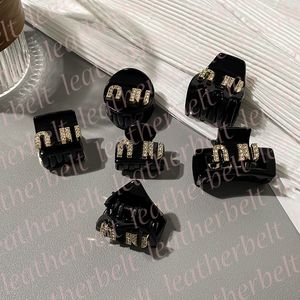 Luxo preto garra clipe brilhante strass grampos de cabelo para mulheres menina marca metal carta pequenos grampos rabo de cavalo titular braçadeira