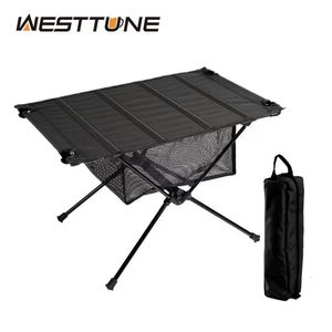 WESTTUNE Camping-Klapptisch, leichter Rolltisch aus 1680D Oxford, tragbare Touristentische aus Aluminiumlegierung für Picknicks im Freien, 240125