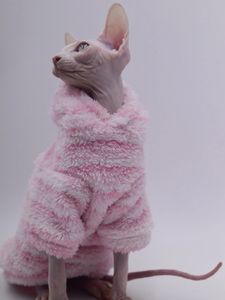 Minkfleece Pet Cardigan Autumn Winter Thick Jacket för katt Sphinx Kläder Hårlösa kattkläder Devon Varma klänningar för katter 240130