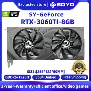Graphics Cards SOYO Card RTX 3060Ti 8GB X-GAME GDDR6 256bit NVIDIA GPU 8Pin HDMI 1 DP 3 PCI Express 4.0 X16 Rtx3060ti Video