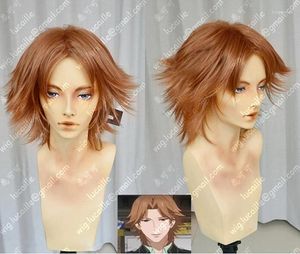 Articoli per feste Persona 4: The Animation Yosuke Hanamura Parrucca per costume cosplay per capelli corti in stile marrone resistente al calore, cappuccio gratuito