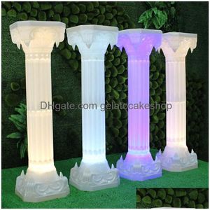 Outros suprimentos de festa de evento Upscale LED Luminoso Plástico Coluna Romana Eventos de Casamento Bem-vindo Decoração de Área PO Booth Props 2 Pcs Dhkq1