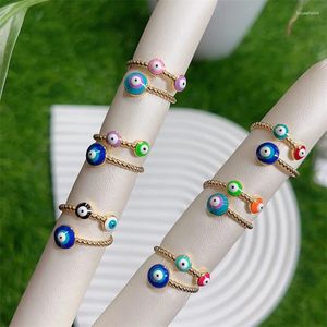 Cluster Rings 2024 Fashion Classic Evil Eye Open Adjustable Finger Ring Cubic Zirconia For Women Luxury Turkish Eyes Engagement Jewelry