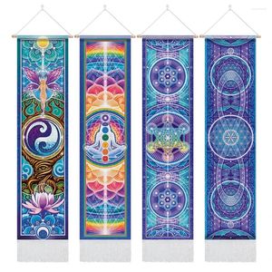 Gobeliny Sacred Self Tapestry Infinity Flower Wall wisząca magiczna natura pionowa z frędzlami do wystroju domu 12,8x 51,2 cala