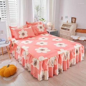 Lençóis 3pcs Folha de cama Renda Saia Elástica Colcha Dupla com Casos Capa de Colchão Conjunto de Cama Lençol