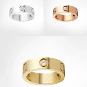 2024 Klassischer Ring Titanstahl Silber Liebesring Männer und Frauen Roségold Schmuck für Verliebte Paarringe Geschenk Diamant