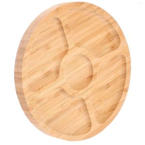 Plates Compartment Wooden Tray Wood Serving Plate Decorative Round Shaped Dessert Fruit Dish