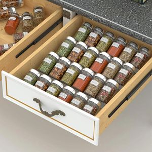 Küche Aufbewahrung 4tier Gewürzschubladen Organizer Rack Acryl -Gewürzflaschenglas unter Schreibtisch Regal Hidden Tablett Vorräte