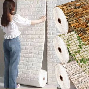 70cm*1m 3D Brick Pattern Wall Sticker Self-Adhesive Panel Waterproof Living Room Wallpaper Home Decoration 240123