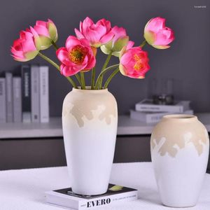 Decorative Flowers 77cm Simulation Lotus Chinese Household Living Room And Dining Table Decoration Fake Artificial Simulated Plants