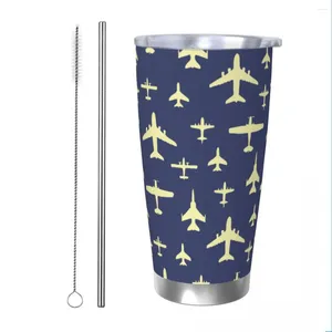 Tumblers Past Aeroplanes Tumbler Vacuum Insulated Pilot Air Fighter Coffee Cups Stainless Steel Office Home Mugs Cold Drink 20oz