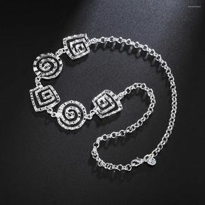 Kedjor märke 925 sterling silver halsband för kvinnor modeparty smycken retro spiral mönster hänge dam gåvor bröllop