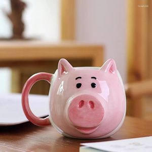 Kubki 350 ml Śliczna kubek kawy Pig Creative Cartoon Ceramic Cup z uchwytem spersonalizowane filiżanki biurowe