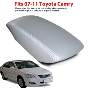 Interiörstillbehör Gray Leather Car Center Console Lid Armest Cover Skin Trim Protector för Toyota Camry 2007 2008 2008 2018 2011