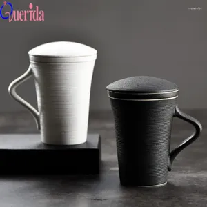 Кружки креативная кружка с крышкой большой емкости на заказ керамическая чашка с фильтром офисная подкладка простая бутылка для воды кофе путешествия