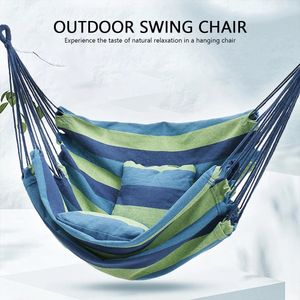 Hammock Camping Outdoor Furniture Hanging Rope Hammock Stol Swing Garden Hanging Hammock Swing Chair Lazy Bed With Pillow 240119