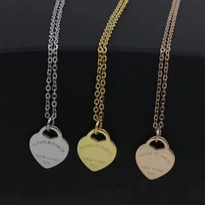 collana tiff gioielli firmati collana cuore collana firmata donna oro rosa Ciondolo in acciaio al titanio Ciondolo donna moda di alta qualità Regalo di San Valentino