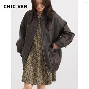 Kadın Ceketleri Şık Ven Kadınlar Vintage Washed Kadın Ceket Ağır Hizmetli Ladies Ceket Sokak Güzergahı Gevşek Sonbahar Bahar 2024