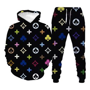 Ny vår- och sommarkvinnors avslappnad mode Sleeping Hoodie Set Street Clothing 3D Digital Printing Fashion 240205