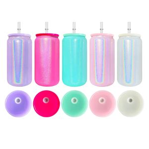 Ersetzte farbige Kunststoffdeckel für 16-Unzen-Glasbecher, leere, klare Milchglas-Einmachgläser, Libby-Dosenkühler, Cola-Bier-Lebensmitteldosen, 5 Farben FY5564 JY22