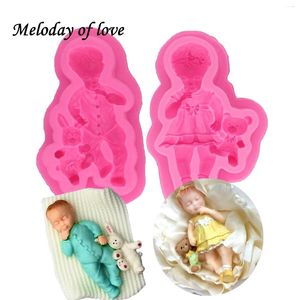 Bakning formar Diy Boy Girl Silicone Mold Fondant Cake Decorating Tools Cupcake Chocolate for the Baby Shower Favor Gifts T1367