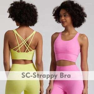 Yoga outfit Shinbene Super Cloud Sexy Women Sports Bra Crisscross Back Medium Support med avtagbara koppar