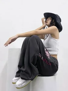 Spodnie damskie houzhou kobiety spodnie dresowe harajuku workowate hip hop joggery streetwear koreańska moda y2k żeńska szerokie spodnie nogawki swobodne vintage