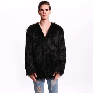 Faux Fur Płaszcz Designer męski Mink Trendy V Szyja na ciepło x97D