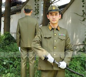 Herren-Trainingsanzüge, japanischer kaiserlicher Offizier aus dem 2. Weltkrieg, traditionelle Vintage-grüne Uniform, Militärkostüm Japan