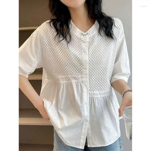 Damskie bluzki bawełniane koszule kobiety w stylu koreański swobodny luźne koszulę z krótkim rękawem