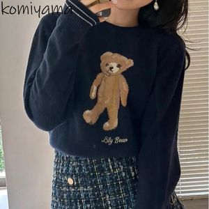 Women's Sweaters Letter Embroidery Ropa Mujer Kawaii Bear Sweater Autumn Womens Clothing O Neck Pullover Tops Long Sleeve Women Knitwears