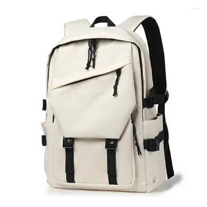 Mochila masculina e feminina mochilas moda lazer bolsa leve resistente ao desgaste cor sólida minimalista preto cinza branco