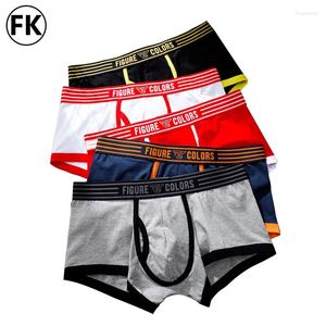 Unterhosen FK 3 stücke Herren Unterwäsche Baumwolle Boxer Höschen Atmungsaktiv Männlich Sexy Boxershorts Männer Trunk Mode Farbe Block Boxer