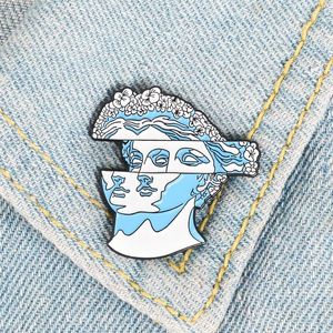 Brooches Female Heads Blue Garland Sculpturing Classic Sculpture Figure Badge Fashion Jewelry Gift Statue