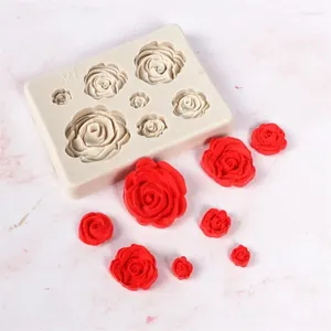 Bakning Mögel Rose Flower Silicone Molds Candy Polymer Clay Mold Chocolate Party Wedding Cupcake Topper Fondant Cake Decorating Tools