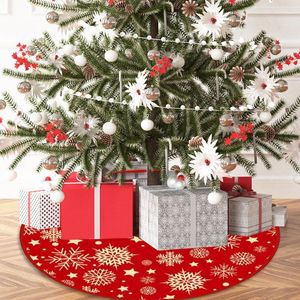クリスマスの装飾35.4インチの木スカートスノーフレークパターンレッドクリスマスマット印刷装飾屋内屋外の装飾