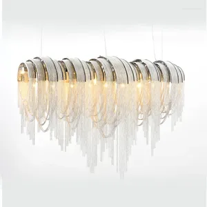 Pendant Lamps Light Luxury Round Restaurant Living Room Tassel Chandelier Shop Creative Personality Post-modern Villa Art