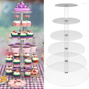 Bakeware Araçları 3/4/5/6/7 Tier Akrilik Düğün Pastası Stand Stand Kristal Kupa Ekran Raf Cupcake Tutucu Tabağı Doğum Günü Partisi Dekorasyon Standları