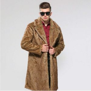 Designer Herbst/Winter Herren Pelzmantel Nachahmung Nerz Lang Winter mit Gewicht H8MB