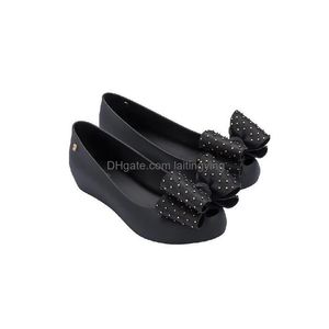 Sandallar mini melissa büyük yay jöle ayakkabıları kız m moda kız kardeşi yaz çocukları yüksek kaliteli prenses plaj hmi045 220525 damla teslimat b dhsh5