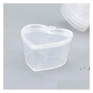 Packing Boxes Wholesale 45Ml Pp Heart Square Shaped Seasoning Box Disposable Tasting Cup Salad Sauce Take-Out Packaging 0202 Drop De Dhnam