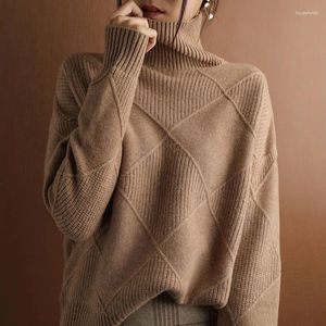 여자 스웨터 가을 겨울 캐시미어 스웨터 여성 터틀넥 순수한 색 니트 풀 오버 긴 소매 슬림 한 점퍼 부드러운 따뜻한 풀 팜므