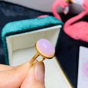 Klusterringar Fashion Coming Natural and Real Pink Opal Ring 925 Sterling Silver Fine Jewelry