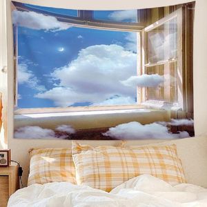 Tapeçarias personalizadas ins tapeçaria de parede quente pôr do sol janela fundo simples moderno quarto tecido poster pano decorações de quarto para meninas