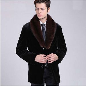 Mens Designer Mink Fur Imitation Coat JXVQ
