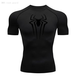 The Short Sleeve Mens T-Shirt Summer Breathable Quick Dry Sports Top Bodybuilding Track suit Compression Shirt Fitness Men 240126