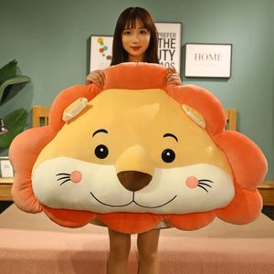 85 cm Big Happy Lions Plush Bedside Pillow Cartoon Animal Stuffed Bed Midist Dollstol Kudde Högkvalitativ barn födelsedagspresent 240123