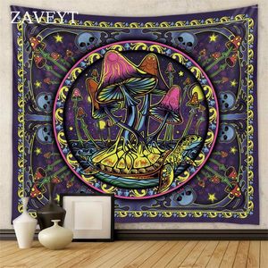 Hapentasyonlar Zaveyt Evil Turtle Mantar Skeletontapestry Duvar Asma Bezi Ev Estetik Oda Dekor Hediyeleri Polyester Baskı 75x58cm