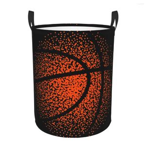 Laundry Bags Folding Basket Basketball Dots Round Storage Bin Large Hamper Collapsible Clothes Toy Bucket Organizer